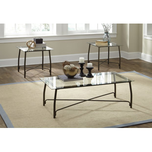 3 piece glass coffee table set wayfair