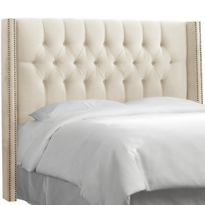 Aura Traditional Diamond Tufted Upholstered Wingback Headboard by Willa Arlo Interiors