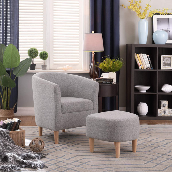 Modern Sofas Loveseats Chaises Modern Linen Fabric Tub Chair Armchair Curved Backrest Living Room Lounge Sofa Home Garden