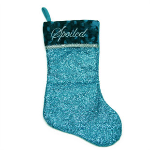 metallic embroidered spoiled christmas stocking with shadow velveteen cuff - Blue Christmas Stockings metallic embroidered spoiled christmas stocking with shadow velveteen cuff - Blue Christmas Stockings