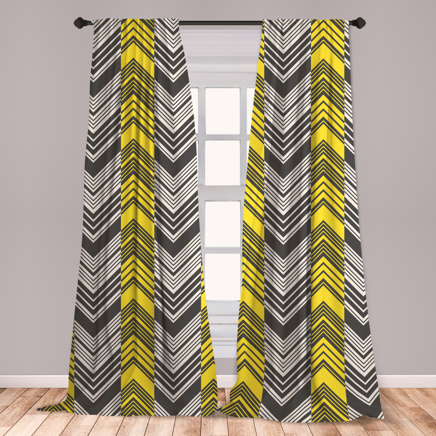All Sizes Luxury Yellow Grey White Geometric Chevron Blackout White Geometric Chevron Blackout