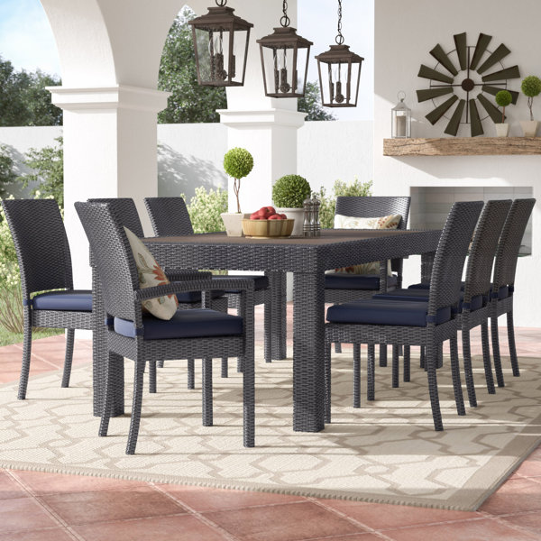Great price Northridge 9 Piece Sunbrella Dining Set With Cushions By Three Posts 2019 Online