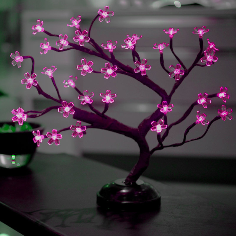 The Holiday Aisle Cherry Blossom Bonsai 36 Light Led Battery Lighted Tree Reviews Wayfair