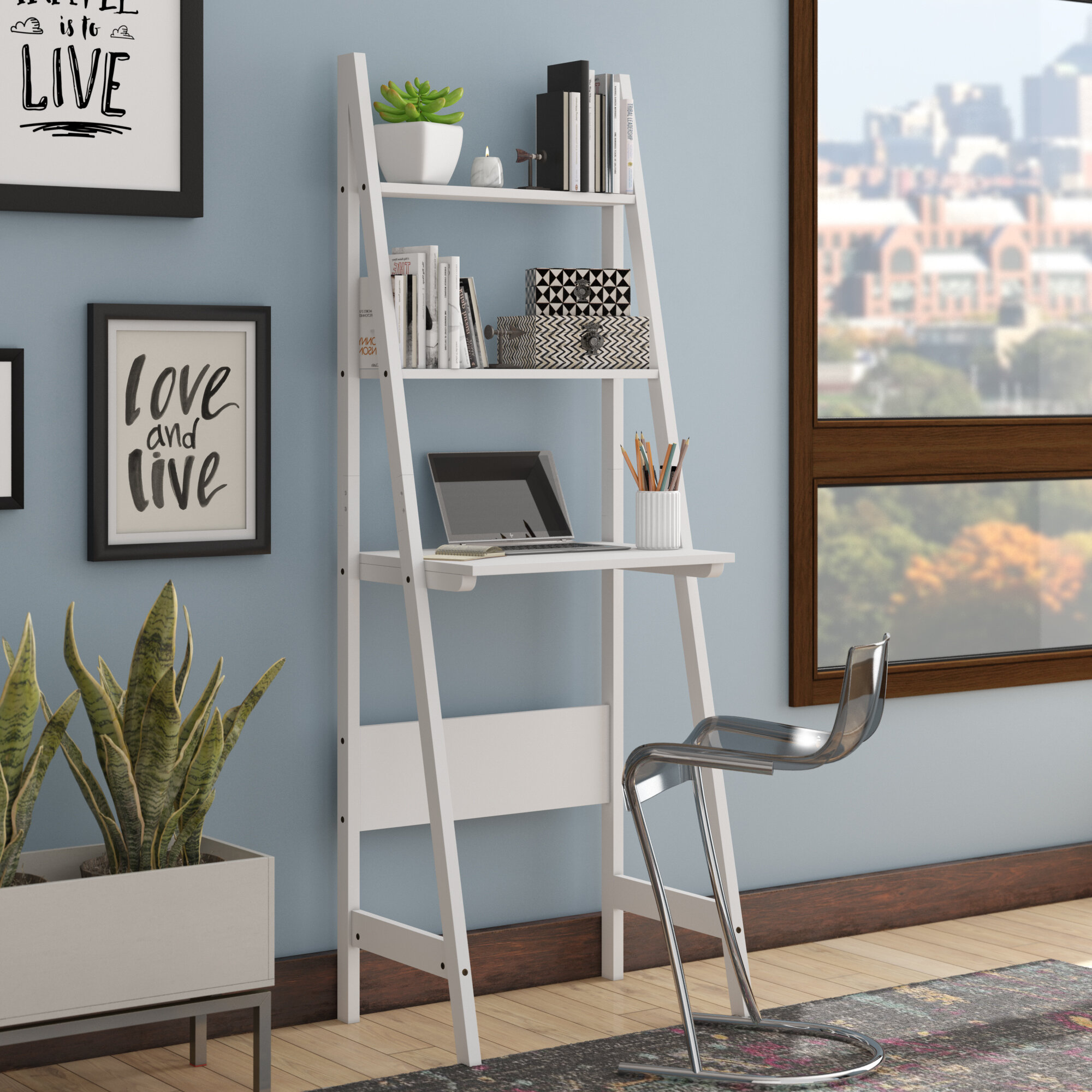 Wrought Studio Morrell Floor Shelf Ladder Desk Reviews Wayfair