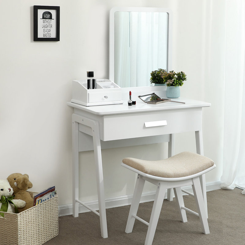 Songmics Make Up Dressing Table Set With Mirror Reviews Wayfair Make Up Dressing Table Set With Mirror