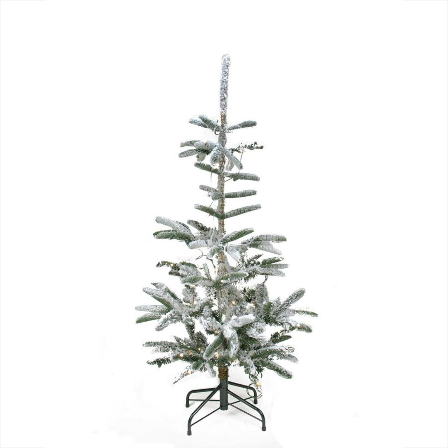 Loon Peak Pre Lit Noble 45 Fir Trees Green White Artificial Flocked Christmas Tree With 75 LED Clear Lights Stand Loon Peak Pre Lit Noble 45 Fir Trees Green White Artificial Flocked Christmas Tree With 75 LED Clear Lights Stand