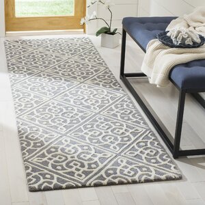 Mahoney Hand-Tufted Dark Gray/Ivory Area Rug