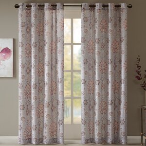 Leandre Damask Sheer Grommet Single Curtain Panel