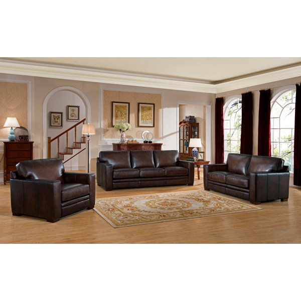 Mcdonald Traditional Leather 3 Piece Living Room Set By World Menagerie Savings