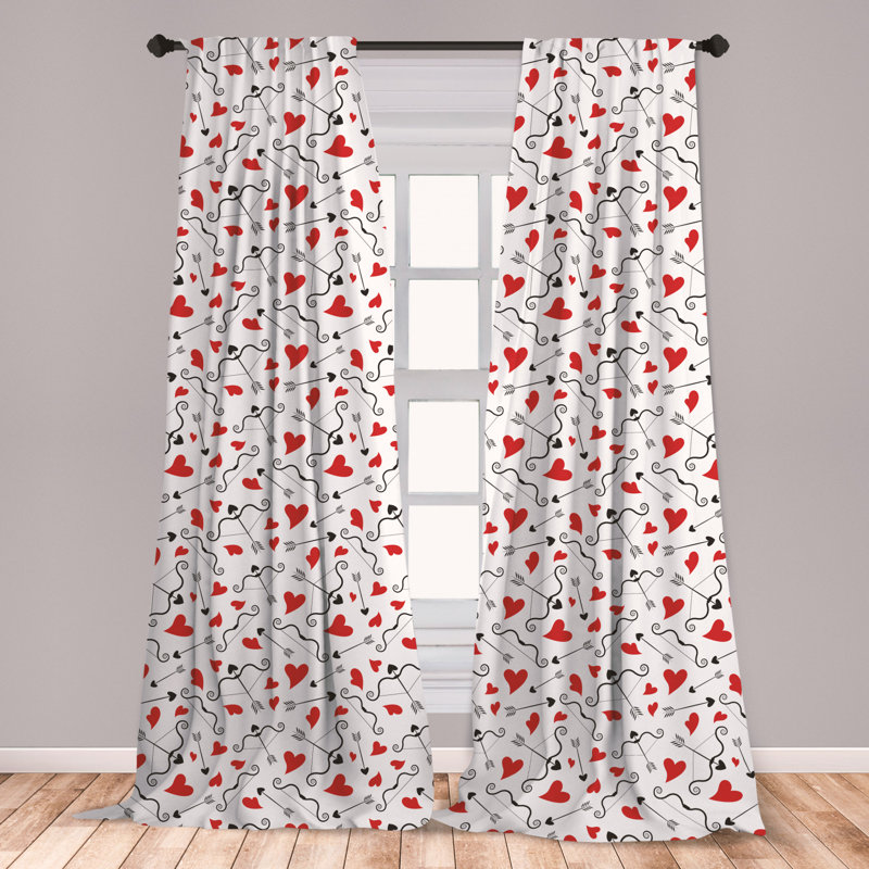 East Urban Home Ambesonne Valentines 2 Panel Curtain Set Arrows