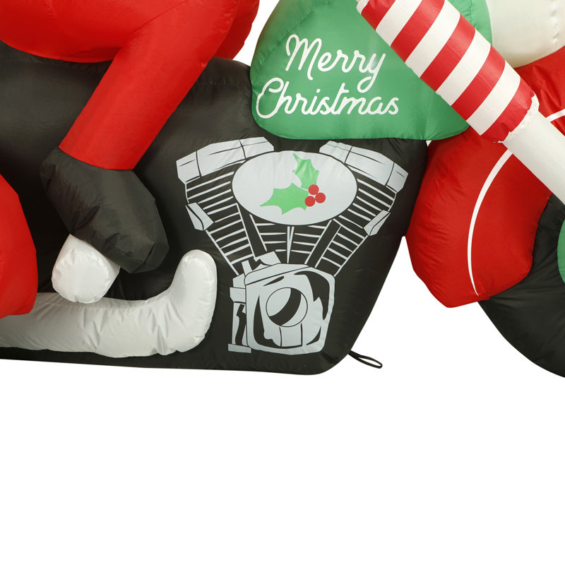 The Holiday Aisle 8 Ft Inflatable Christmas Santa On A Motorcycle