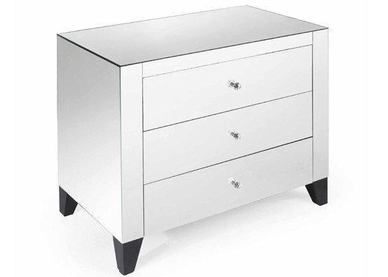 Everly Quinn Cramlington 3 Drawer Nightstand In Mirrored Reviews Wayfair