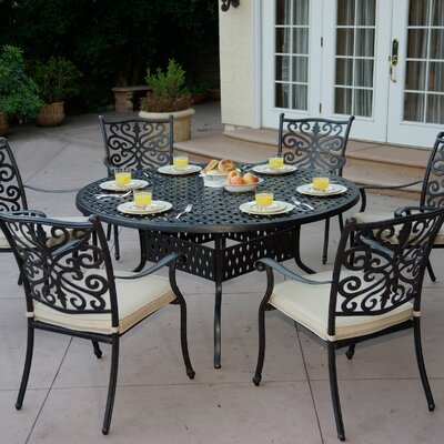 Astoria Grand Archway 7 Piece Metal Dining Set with Cushions