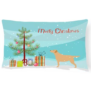 Labrador Retriever Merry Christmas Tree Indoor/Outdoor Lumbar Pillow