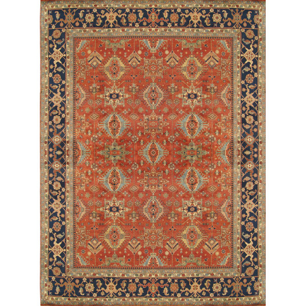 Mahal Hand-Knotted Wool Rust/Navy Area Rug by Pasargad