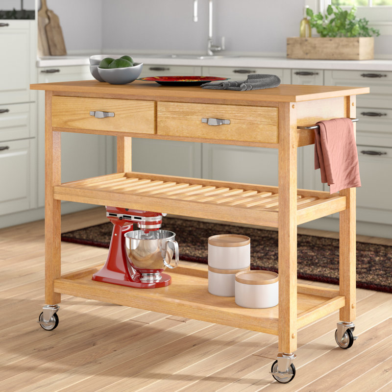 Alcott Hill Ewart Kitchen Island With Wood Top Reviews Wayfair