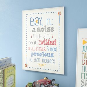Stella Definition of Boy (n): A Noise with Dirt on It Typography Wall Plaque