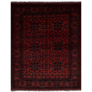 One-of-a-Kind Bilberry Hand-Knotted Wool Dark Red Area Rug