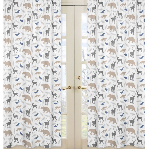Sweet Jojo Designs Woodland Animals Sheer Rod Pocket Curtain
