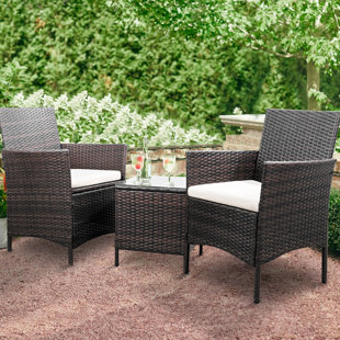 Jagger 3 Piece Rattan 2 Person Seating Group With Cushions Jagger 3 Piece Rattan 2 Person Seating Group With Cushions