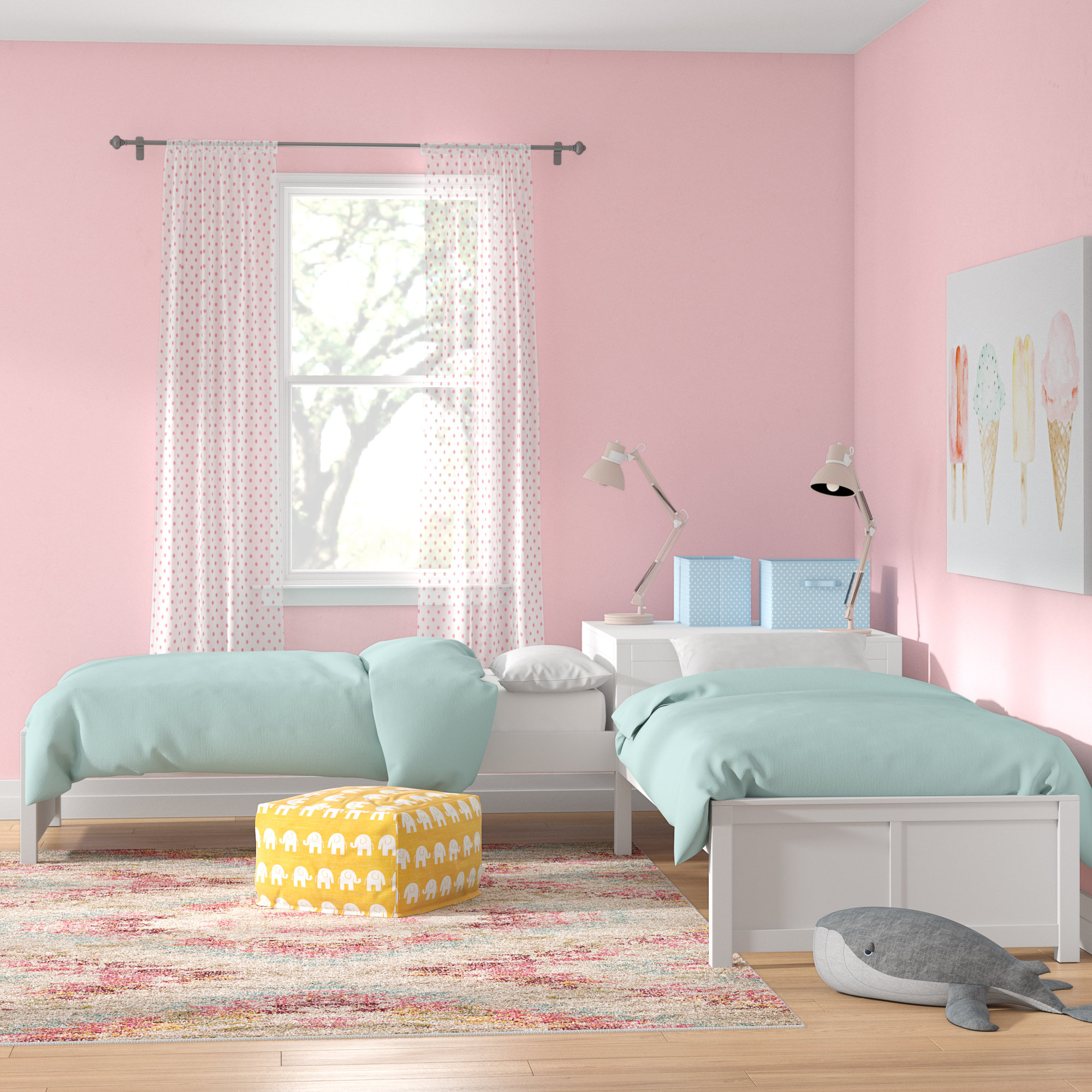 Three Posts Baby Kids Granville Twin Platform L Shaped Bed