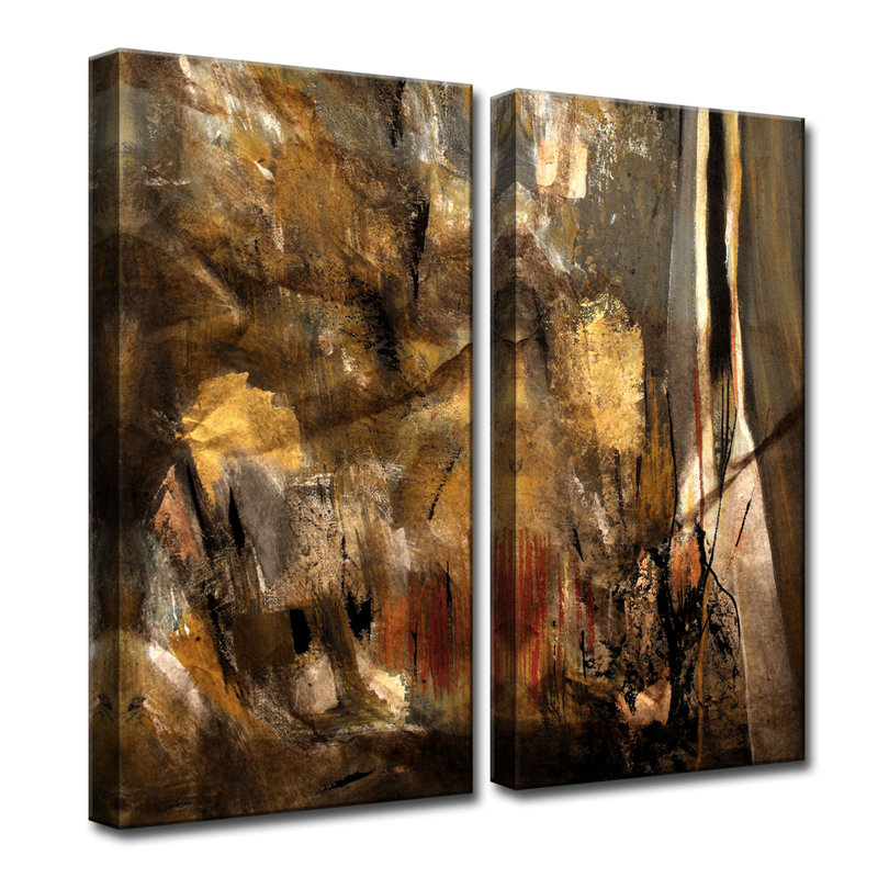 Wrought Studio Earth Tone Abstract I 2 Piece Wrapped Canvas