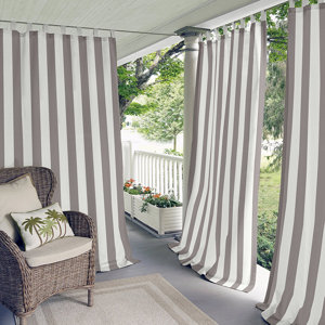 Berklee Striped Room Darkening Outdoor Tab Top Single Curtain Panel