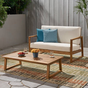 Corrigan Studio Broaddus Outdoor 2 Piece Sofa Seating Group With