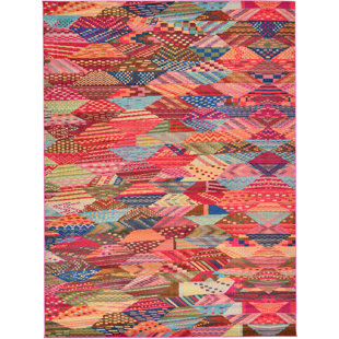 16 Ft Hallway Runner Wayfair Aquarius Red Blue Area Rug