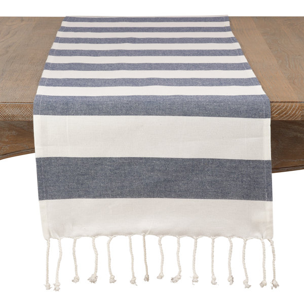 Villagomez All Cotton Striped Tassel Runner by Breakwater Bay