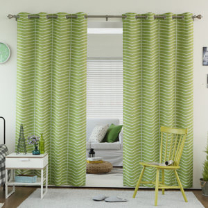 Chevron Grommet Top Room Darkening Thermal Curtain Panels (Set of 2)