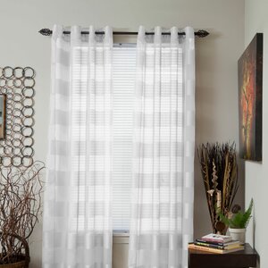 Bold Striped Sheer Grommet Single Curtain Panel