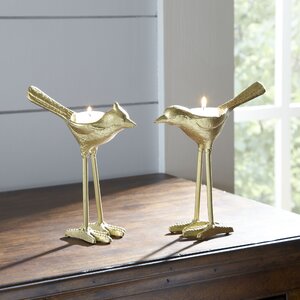 Gilded Bird Candleholders (Set of 2)