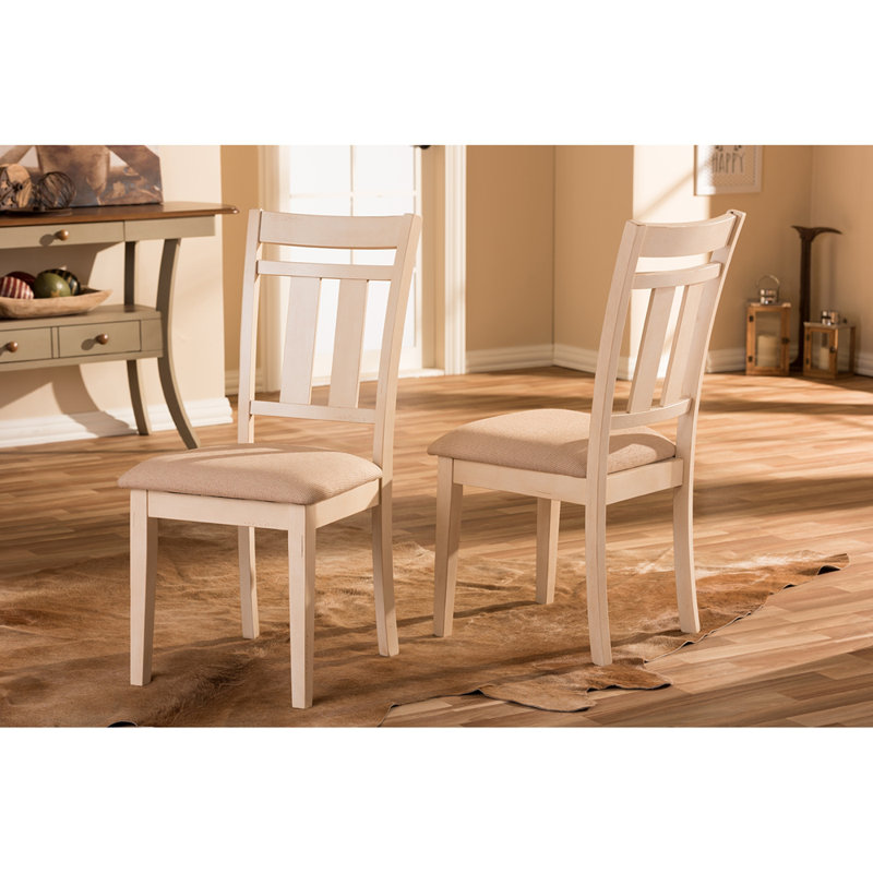 Red Barrel Studio Heilgard Slat Back Side Chair In Cream Beige Wayfair