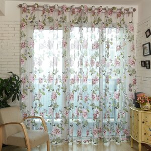 Nature / Floral Sheer Single Curtain Panel