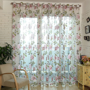 Nature / Floral Sheer Single Curtain Panel