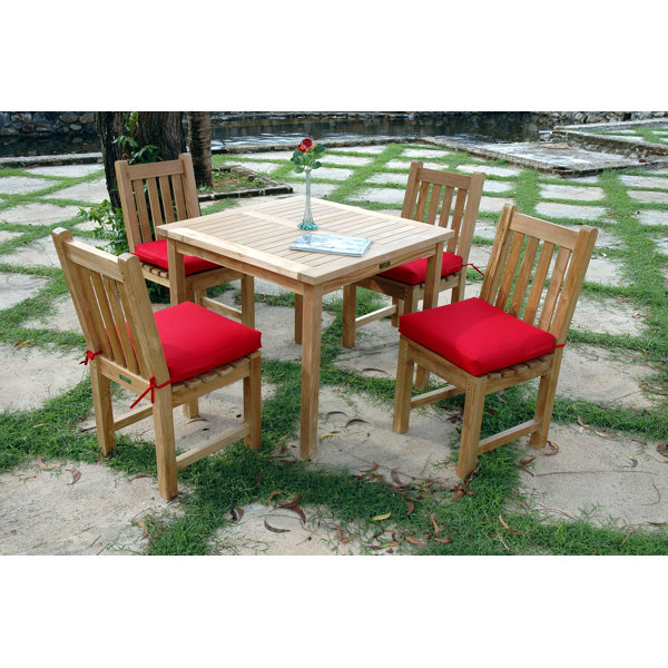 Farnam 5 Piece Teak Dining Set with Cushions by Rosecliff Heights