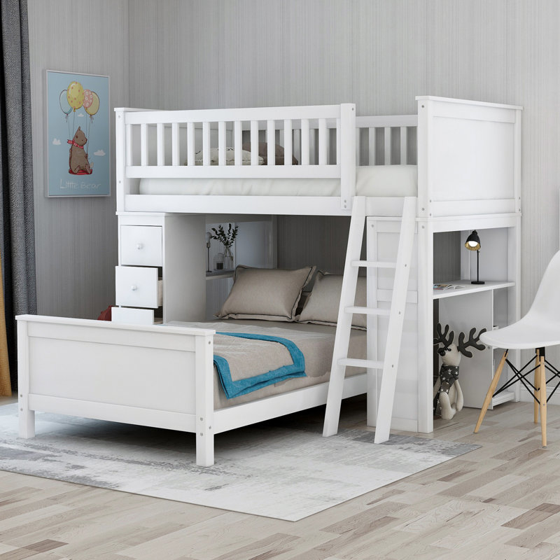 Trule Finney Twin Over Twin L Shaped Bunk Bed With Drawers And