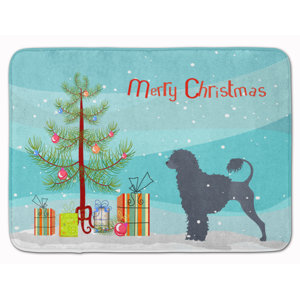 Portuguese Water Dog Christmas Tree Memory Foam Bath Rug