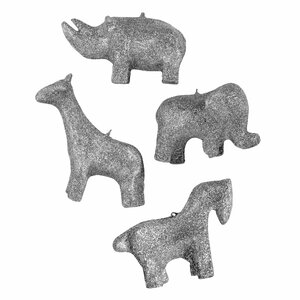 Menagerie Ornaments in Silver Glitter (Set of 3)