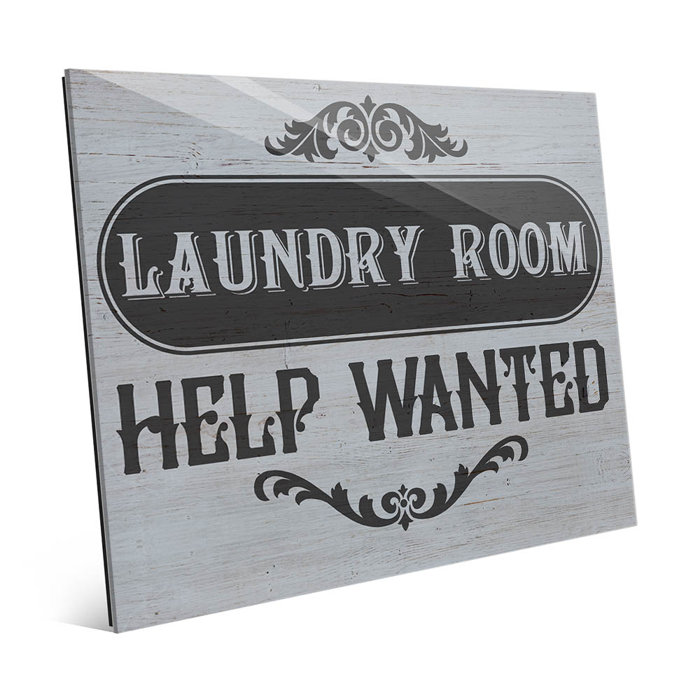 Click Wall Art Glass Laundry Room Help Wanted Textual Art On