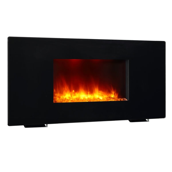 Black 1350W Galena Wall Mounted Electric Fireplace by Puraflame