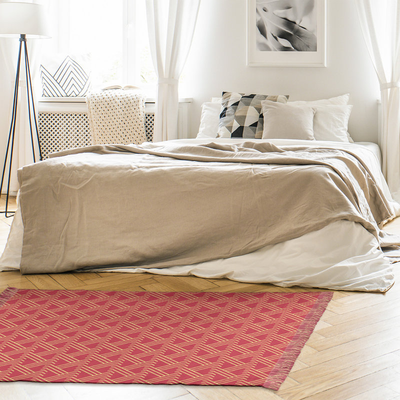 East Urban Home Zig Zag Red Yellow Area Rug Wayfair