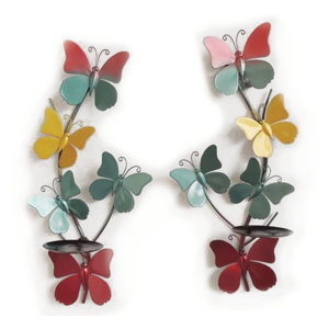 Butterfly Metal Wall Sconce Candle Holder Set (Set of 2)