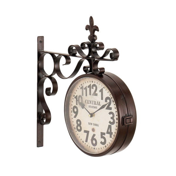 Candor Rustic Central Station Vintage Double Sided Wall Clock by Fleur De Lis Living| @ $44.99