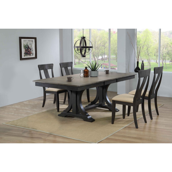 Geoghegan Double Pedestal Panel Back 5-Piece Solid Wood Dining Set By Gracie Oaks Looking for