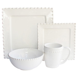 Milford Square 16 Piece Dinnerware Set, Service for 4