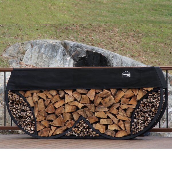 8' Double Round Firewood Log Rack With Kindling Kit And 1' Cover By ShelterIt