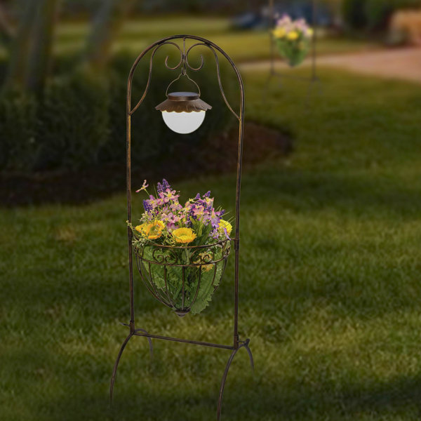 Pedestal Plant Stand with Solar Light by Winsome House| @ $54.99