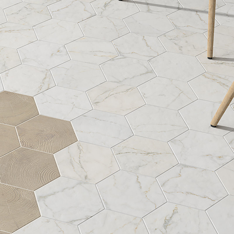 Elitetile Karra Carrara 7 X 8 Porcelain Field Tile In White Gray Karra Carrara 7 X 8 Porcelain Field Tile In